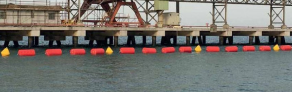 Floating security barrier docks supplies and installation for open seas, high waves, dams
