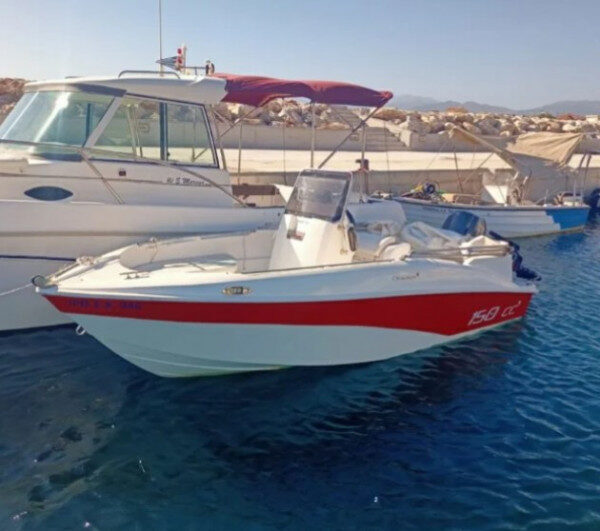 Full Day on Motor Boat Compass 150CC Sailing Experience low-season in Chania, Greece