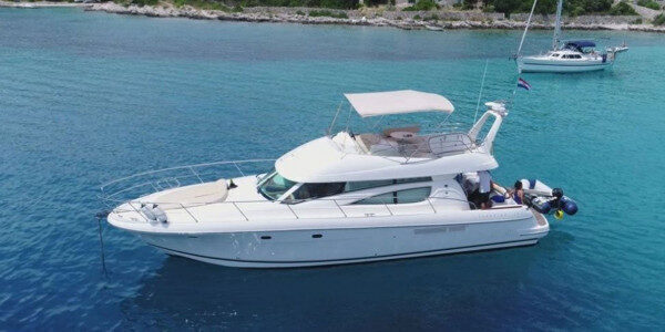 Modified prestige 46 motor yacht tour of Brac Island in Bol, Croatia