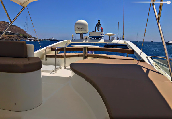 Half-Full Day in Low Season What a Flybridge Motor Yacht Has to Offer for Cruising Experience in Ornos, Greece