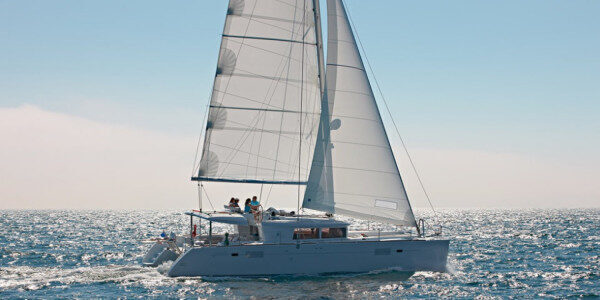 Morning sails high-tech sailing catamaran Heraklion-Greece