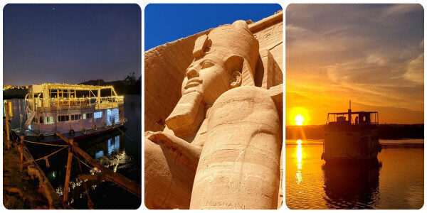 Cruising sail along the Nile River landmarks in Aswan-Egypt