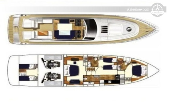 Princess V70 Motor Yacht til salg - 2007, 21,69m, 3+1 kahytter, renoveret 2021, Athen Grækenland