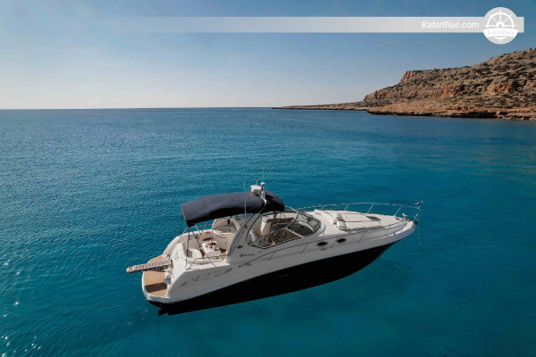 Full‑Day Private Charter from Ayia Napa – Sea Caves, Love Bridge, Cape Greco, Konnos Bay, Blue Lagoon, Fig Tree Bay, Green Bay – 8 Hours, Skippered on Sea Ray 375