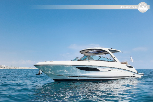 Private Sunset Charter from Ayia Napa Harbour - SEA RAY 350 SLX - Sea Caves, Love Bridge, Cape Greco, Optional Konnos Bay Swim - 2 Hours - Skippered Cruise for Couples, Families, Friends