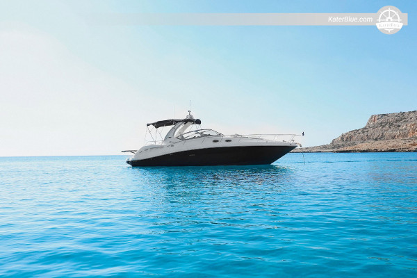 Half‑Day Private Charter from Ayia Napa – Sea Caves, Love Bridge, Cape Greco, Konnos Bay, Blue Lagoon (WX Permitting) – 4 Hours, Skippered on Sea Ray 375