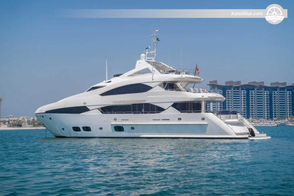Ugentlig chartertur med skipper på Sunseeker 131 fod – Coastal Wonders & Island Escape – Dubai Marina til Palm Jumeirah, Bluewaters, Sir Bani Yas, Abu Dhabi Corniche, Yas Island & The World Islands