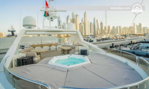 Ugentlig chartertur med skipper på Sunseeker 131 fod – Coastal Wonders & Island Escape – Dubai Marina til Palm Jumeirah, Bluewaters, Sir Bani Yas, Abu Dhabi Corniche, Yas Island & The World Islands