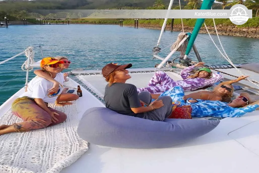 48ft Knysna 480 Crewed Catamaran Day Charter from Denarau Marina to Southern Yasawa, Blue Lagoon, Secluded Beach and Sawa-i-Lau