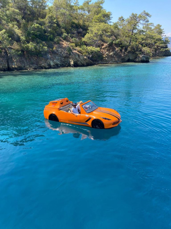 Rental Jetcar Corvette VIP Daily Tour with the Drivable Car On the Water in Gocek Turkey